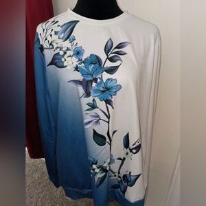 Women's Floral Long Sleeve Shirt Plus Size 2XL